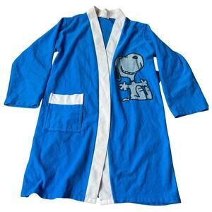 Vintage Wormster 70's Size 6-7 Made In USA Snoopy Blue Kids Robe